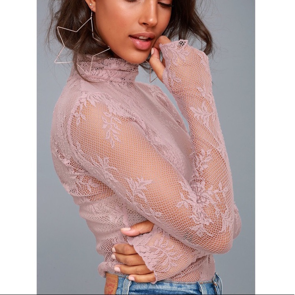 Free People Sweet Secret Lace Turtleneck